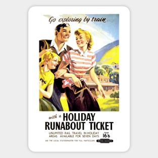 Vintage British Railway Holiday Runabout poster Sticker